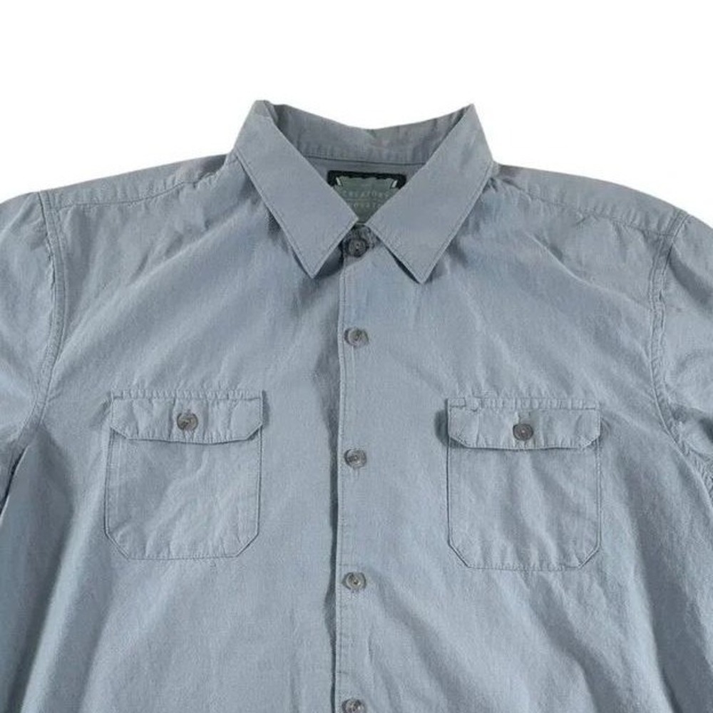Vissla Mens XL Blue Organic Cotton Hemp Button Down Shirt Short Sleeve